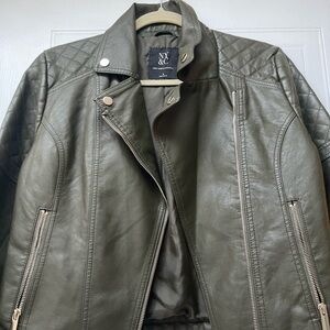 New York & Company Women's Olive Motorcycle Jacket Size S